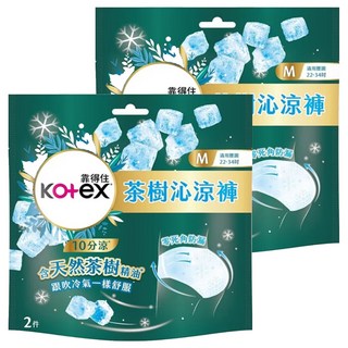 Kotex 靠得住 茶樹沁涼褲 褲型衛生棉, M(22~34吋), 2片, 2包