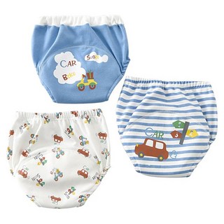 Vanibaby 幼兒學習褲 3入, 6層脫脂紗布, 防水透氣, 90cm, 小小汽車, 1組