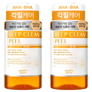 HAPPY BATH Deep Clean果酸水楊酸角質護理潔顏沐浴露 木質調柑橘香, 900g, 2瓶