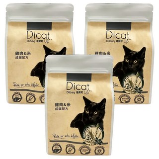 Dicat Up 成貓用 烘培益生 貓糧, 雞肉 + 米, 300g, 3包