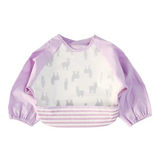 日本千趣會 多功能防水衣 長袖圍兜-紫羊駝 棉/防水面 EVA塑膠加工 尺寸35x27cm, 1件