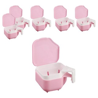 novopin 假牙專用收納盒 附瀝水籃 清洗容器, 340ml, 1入, 6個, 粉色