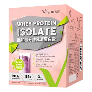 Vilson 米森 無加糖分離乳清蛋白飲 紫心地瓜 6包, 240g, 1盒