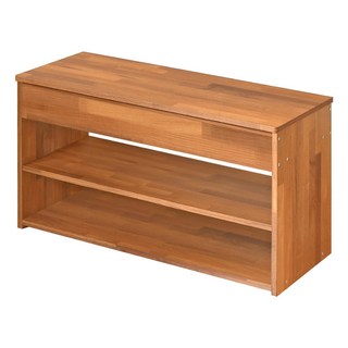 HOPMA 合馬家具 大容量加寬掀蓋式穿鞋椅, 拼版柚木