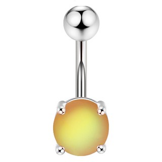 gelluna 女性用醫療鋼霧面圓形彩色球肚臍環 BP-24
