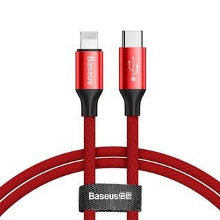 Baseus 倍思 1.5A USB-A-Lightning 藝紋快速充電傳輸線, 紅色, 3m, 1條