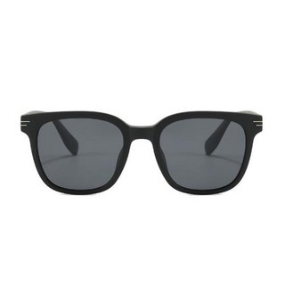 ALEGANT 韓版幾何時尚方框TR90寶麗來偏光UV400太陽眼鏡, 曲線黑