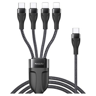 yesido 一分四數據線USB接口, 黑色, 1條