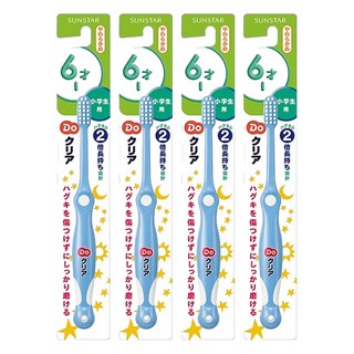 SUNSTAR 三詩達 兒童牙刷 柔軟刷毛 較長刷柄, 顏色隨機, 綠/藍/粉/黃 顏色隨機, 1入, 4支