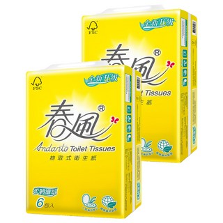 春風 柔韌細緻 抽取式衛生紙, 6包, 2袋