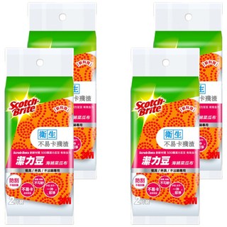 3M Scotch-Brite 百利 潔力豆海綿菜瓜布 餐具杯具不沾鍋專用, 2片, 4包