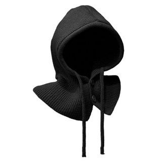 Lovroco 防寒針織高爾夫連帽巴拉克拉法帽, 黑色