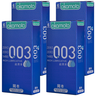 Okamoto 岡本 003RL超潤滑保險套, 6入, 4盒