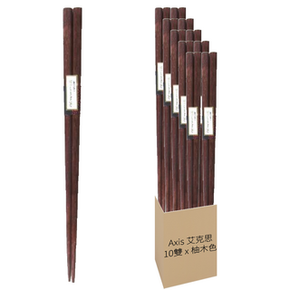 AXIS 艾克思 天然原木方形筷 10雙 防滑不易滾動 高密度原木 耐用不易發霉 台灣製造, 10雙筷子, 柚木色, 1組