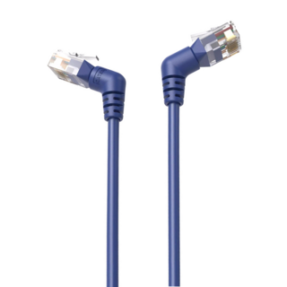 VEnTIOn 威迅 IBO系列 CAT6A 超六類雙彎頭可旋轉纖細高速網路線 0.5M 藍色, 2條