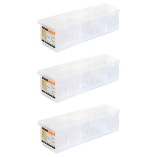 KEYWAY 聯府 Fine隔板整理盒 附輪, 透明色, 3個