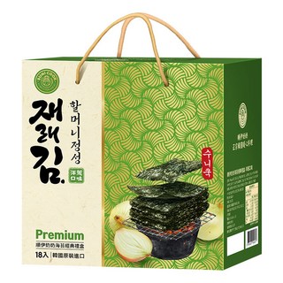 SUNI COOK 順伊奶奶 海苔經典禮盒 洋蔥口味 18包, 90g, 1組
