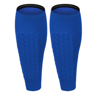 A-ZEAL 高彈力加壓防撞護腿 高彈力吸濕透氣蜂巢防撞塊防滑膠條 SP6008, 1組, 藍色