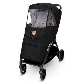 마니또 유모차 멜란지 와펜 방풍커버 + 보관주머니, 베어 블랙, 1개