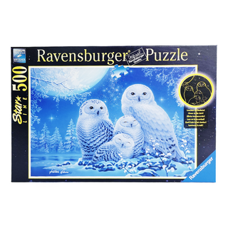 Ravensburger 維寶 拼圖 500片 德國製, 月光下貓頭鷹 藍色 + 白色 + 黑色, 1盒