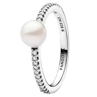 PANDORA 潘多拉 女性用 處理過的淡水養殖珍珠與密鑲開口戒指 193158C01