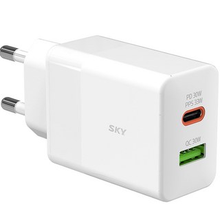 SKY Feel Q2Y PD PPS 33W C型雙孔高速充電器轉接頭, 1個, 白色