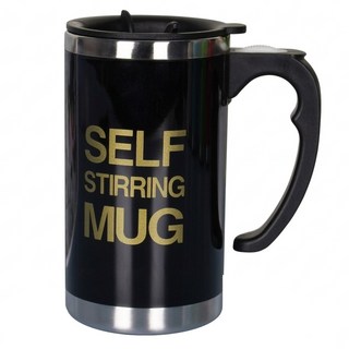 不銹鋼自動攪拌杯 加大款, 黑色, 500ml, 1個