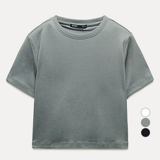 MIXXO 女款微短版圓領短袖棉質T恤