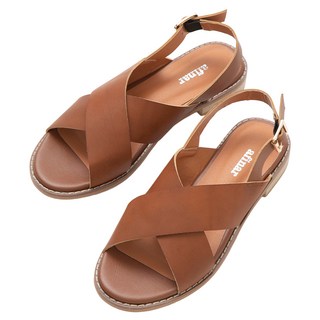 afinar 復古 X 字帶 涼鞋, 棕色的, 240mm