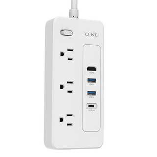DIKE 7合1桌上型PD HUB排插延長線 支援4K, 白色, 1盒