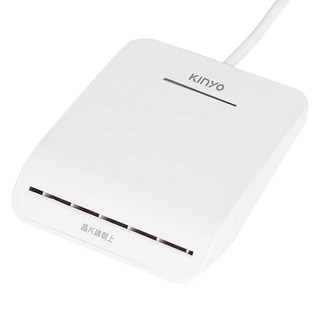 Kinyo 晶片讀卡機 63 x 17 x 78mm 線長1.6m, KCR-6156, 白色, 1個