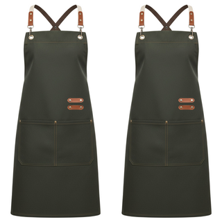 復古風時尚帆布圍裙, 軍綠色, 2件