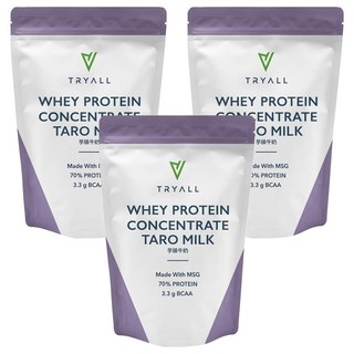 TRYALL 濃縮調味乳清蛋白粉 芋頭牛奶, 500g, 3包