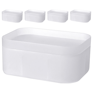 小麥購物 日式6格磨砂收納盒/化妝品收納/桌面收納 C151, 5個, 透明色