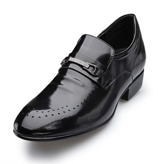 VONIN COLLECTION 飾條裝飾圓點簍空牛皮皮鞋 LCO39BK 跟高7cm