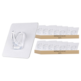 MONACO OLIVE 超黏無痕掛勾 10入組, 透明, 2組