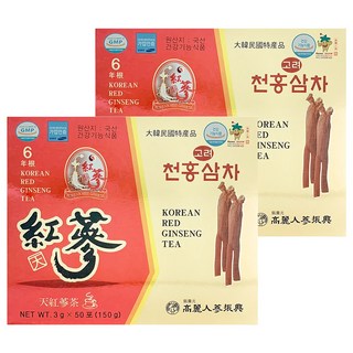 振興高麗人蔘 高麗天紅蔘茶禮盒, 50包, 2盒, 3g