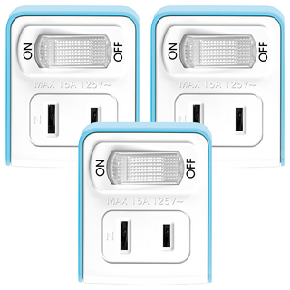 Kinyo 1切2座節能小壁插 2孔, 藍色, 3個