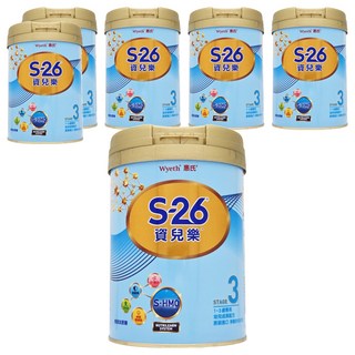 Wyeth 惠氏 S-26 資兒樂嬰兒配方奶粉 3號 再升級版 1~3歲, 850g, 6罐