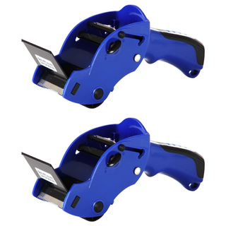 得力 手持膠帶切割台 雙手皆宜設計 刀刃經特殊加工 人體工學握把, 藍色, 2個