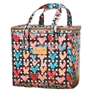 Kwang Min 英倫風保溫保冷防水袋, 黑底愛心, 1個