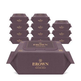 브라운 네이처 마일드 물티슈 캡형, 70g, 20매, 12개