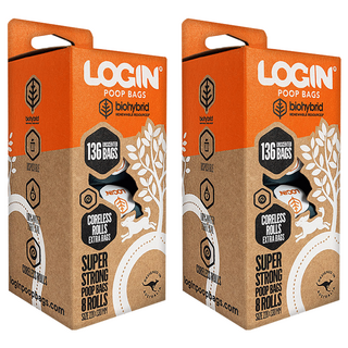 LOGIN 洛格 犬用生物降解拾便袋, 藍色, 8捲, 2盒