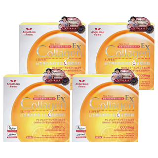Angel LaLa 天使娜拉 EX C皙膠原蛋白粉 6000mg小分子膠原蛋白 日本專利穀胱甘肽GSH, 15包, 8g, 4盒