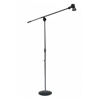 YHY 永鴻億 直斜兩用型高級麥克風架 + 夾頭 + 圓形底座 MK-132 電鍍黑色, 1組