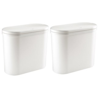 MONACO OLIVE 按壓式寬型垃圾桶 彈力彈簧自動開關 塑膠袋隱藏夾, 10L, 白色, 2個