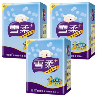 雪柔 金優質平版衛生紙 300抽 x 6包, 極緻柔韌觸感, 3袋