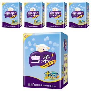 雪柔 金優質平版衛生紙 300抽 x 6包, 極緻柔韌觸感, 5袋