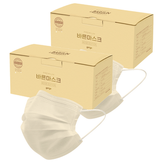 고르고 바른 일회용 마스크 성인용 중형, 50개입, 2개, 연베이지