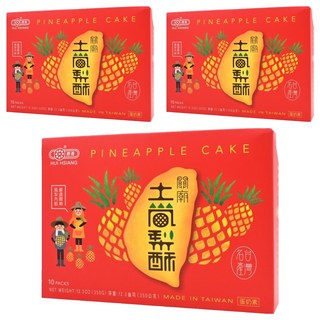 惠香 台灣造型關廟土鳳梨酥禮盒，10顆入, 台灣最佳伴手禮, 350g, 3盒